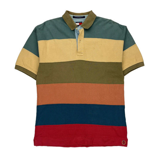 Tommy Hilfiger Striped Polo Shirt - Medium Multicoloured Cotton