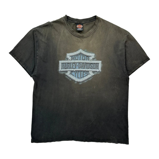 Motorcycle Harley Davidson Graphic T-Shirt - XL Black Cotton