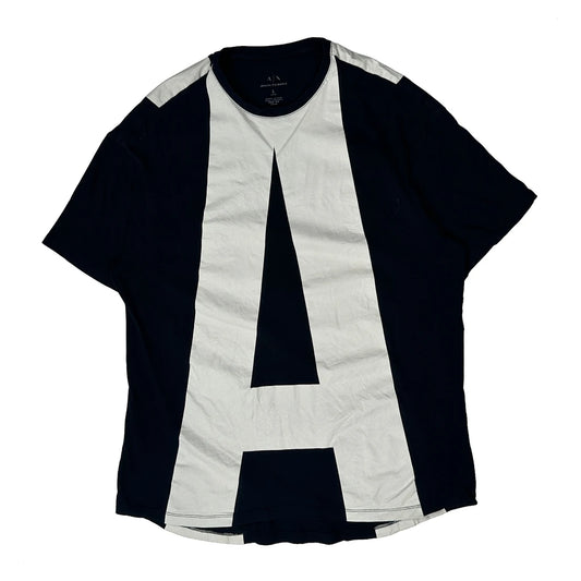 Vintage Armani Exchange Graphic T-Shirt - Large Black & White Cotton