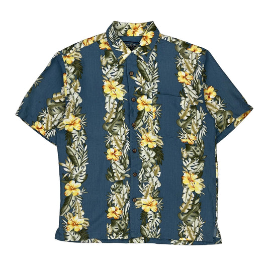 Maui Maui Floral Hawaiian Shirt - Medium Blue Cotton