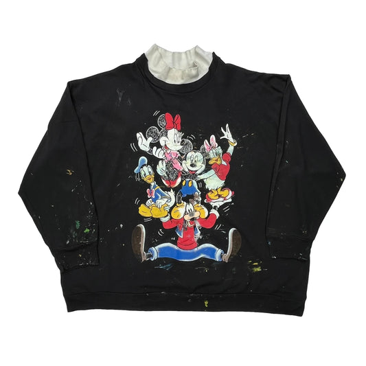 Mickey Mouse Disney Cartoon Sweatshirt - 2XL Black Cotton