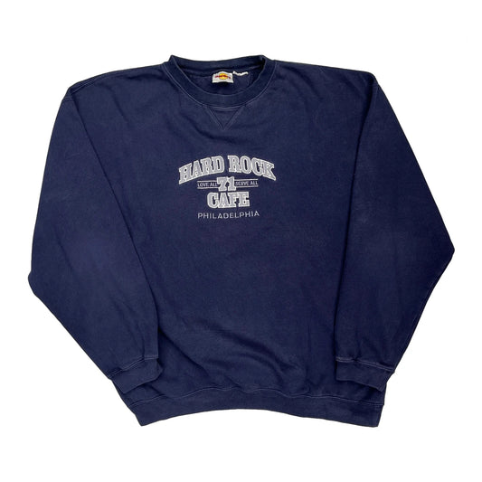 Philadelphia Hard Rock Cafe Sweatshirt - XL Navy Cotton