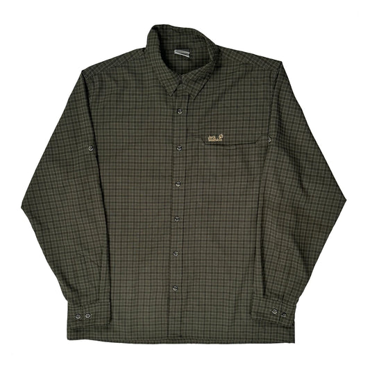 Jack Wolfskin Checked Patterned Shirt - XL Green Polyester