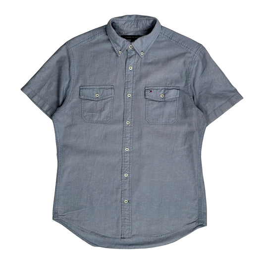 Tommy Hilfiger Short Sleeve Shirt - Medium Blue Cotton