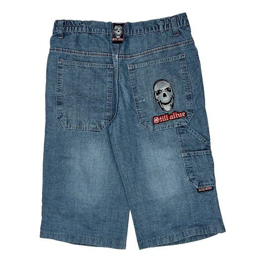 Still Alive Dognose Graphic Denim Shorts - 31W 15L Blue Denim