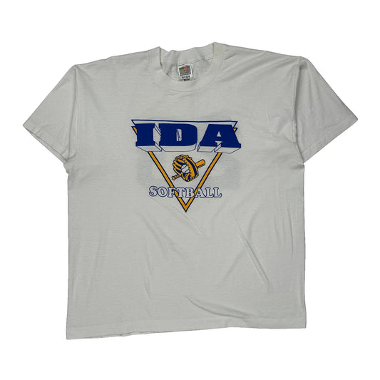 Softball Fruit Of The Loom T-Shirt - XL Blue Cotton Blend