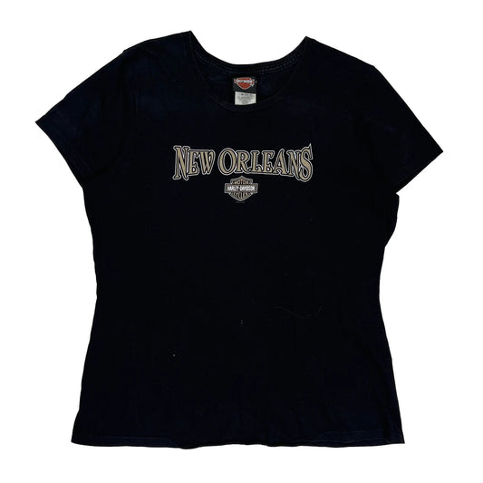 Vintage New Orleans Harley Davidson Graphic T-Shirt - 2XL Black Cotton