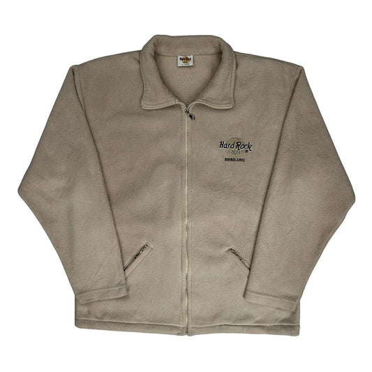 Hard Rock Cafe Fleece Jacket - XL Beige Polyester