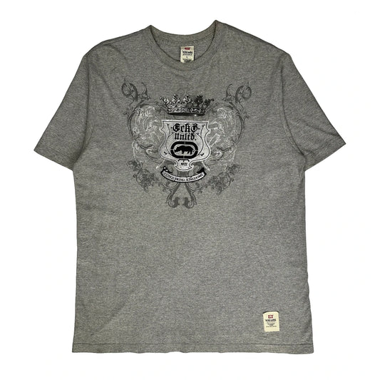 Ecko Unltd Graphic T-Shirt - Large Grey Cotton Blend