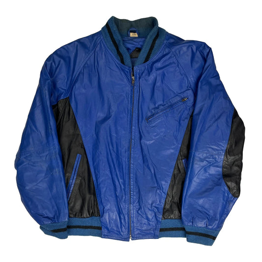 Vintage Unbranded Leather Jacket - Medium Blue Leather