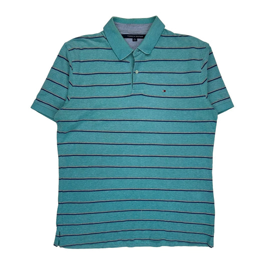 Tommy Hilfiger Striped Polo Shirt - XL Green Cotton