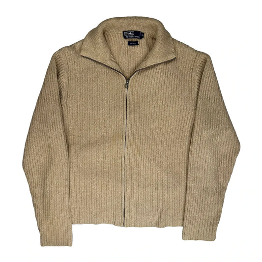 Polo By Ralph Lauren Collared Zip Up - XL Beige Cotton