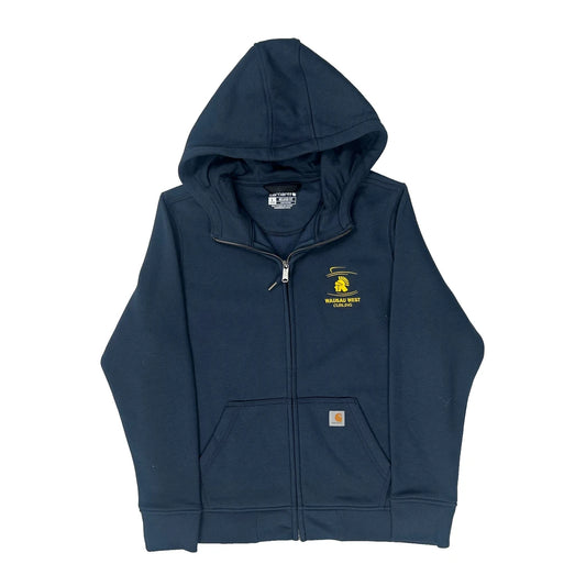 Wausau West Curling Carhartt Hoodie - Large Navy Cotton Blend