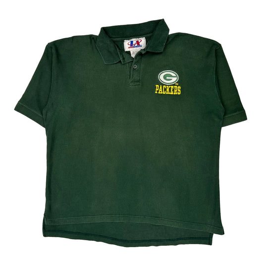 Vintage Green Bay Packers Logo Athletics Nfl Polo Shirt - XL Green Cotton