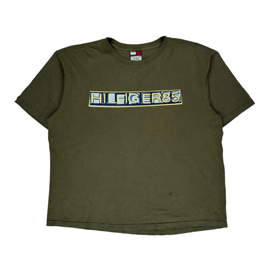 Tommy Hilfiger Spellout T-Shirt - XL Green Cotton