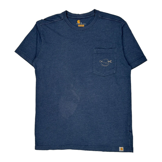 Crafted By Hand Carhartt Graphic T-Shirt - Medium Blue Cotton