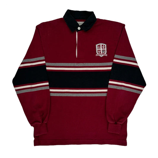 Layer Striped Rugby Shirt - Medium Burgundy Cotton