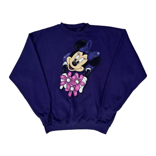 Minnie Mouse Disney Graphic Long Sleeve T-Shirt - Large Purple Cotton