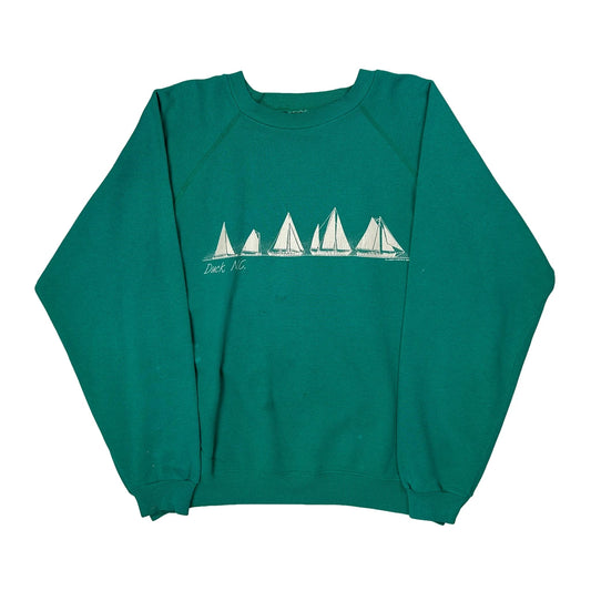 Vintage 80S Duck, N.C. Hanes Graphic Sweatshirt - XL Green Cotton Blend