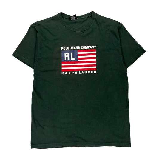 Polo Jeans Company Ralph Lauren Graphic T-Shirt - Large Green Cotton