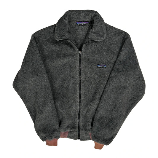 80S 90S Age 11-12 Patagonia Made In USA Fleece Jacket - Large Grey Polyester