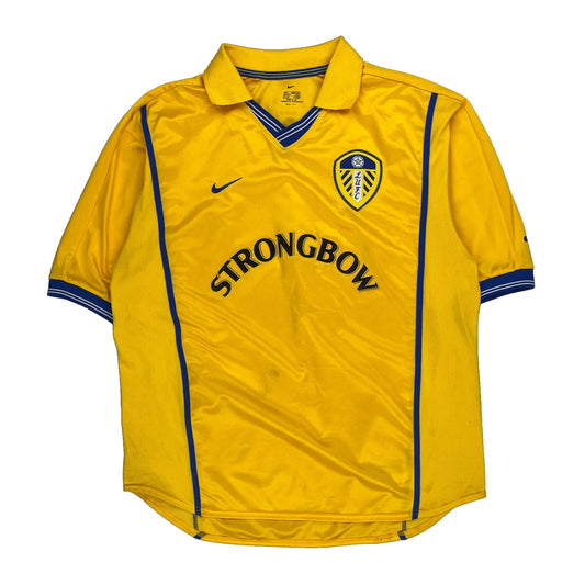 Leeds United 2000/02 Away Shirt Nike Football Football Shirt - Large Yellow Polyester