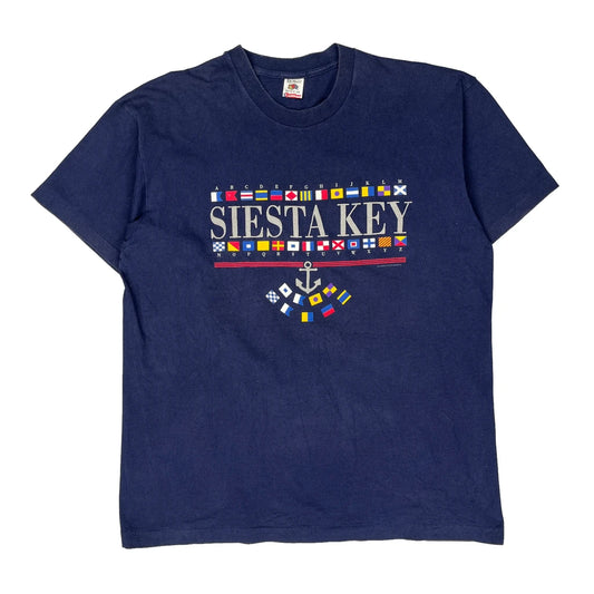 Siesta Key Fruit Of The Loom Single Stitch T-Shirt - XL Blue Cotton