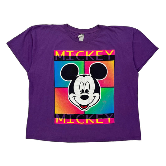 Mickey Mouse Disney Cartoon T-Shirt - 2XL Purple Cotton