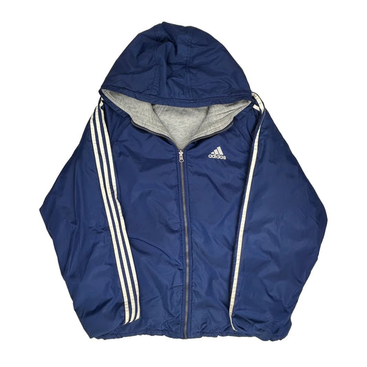 Striped Adidas Reversible Track Jacket - Large Navy Nylon