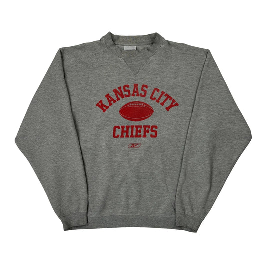 Kansas City Chiefs Reebok Football Sweatshirt - Medium Grey Cotton Blend