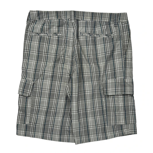 Quiksilver Checked Cargo Shorts - 38W 11L Grey Cotton