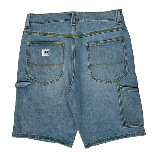 Lee Double Knee Carpenter Shorts - 32W 11L Light Wash Cotton