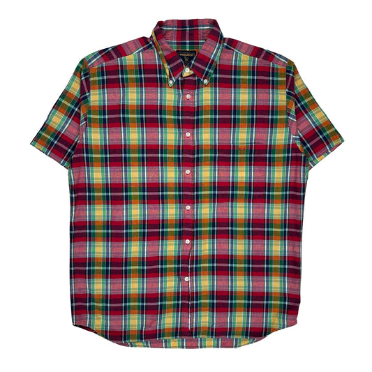 Woolrich Checked Short Sleeve Shirt - Large Multicoloured Cotton
