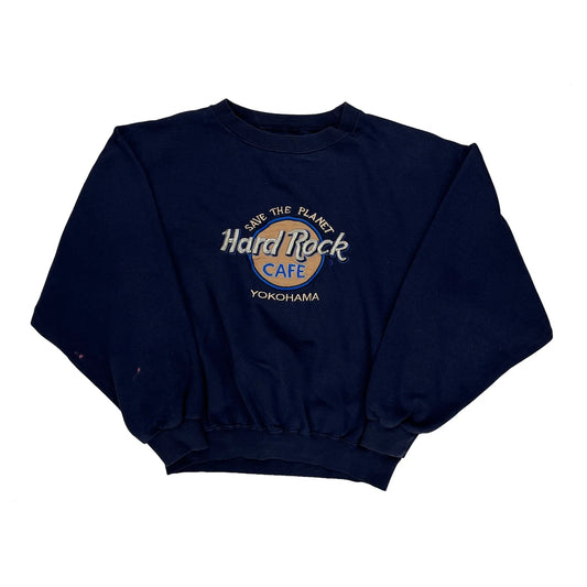 Yokohama Hard Rock Cafe Graphic Sweatshirt - Medium Navy Cotton