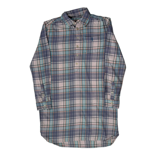 Vintage Polo By Ralph Lauren Checked Flannel Shirt - Medium Blue Cotton