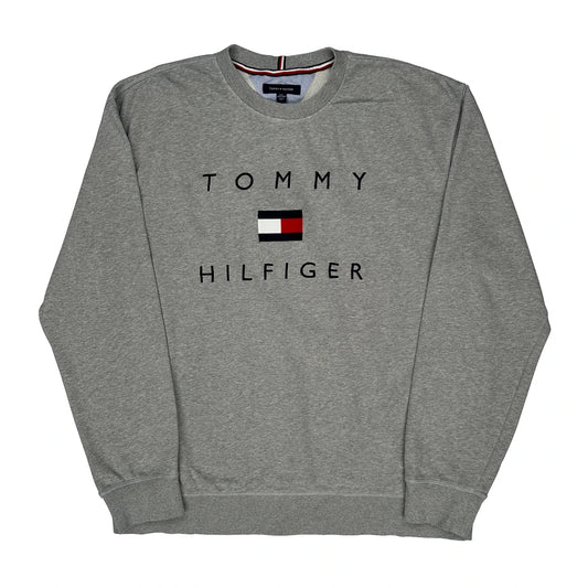 Tommy Hilfiger Spellout Sweatshirt - 3XL Grey Cotton