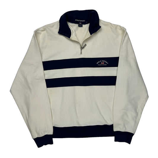 Polo Sport Striped Rugby Shirt - Large Cream Cotton