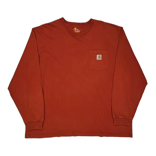 Carhartt Long Sleeve T-Shirt - 2XL Red Cotton