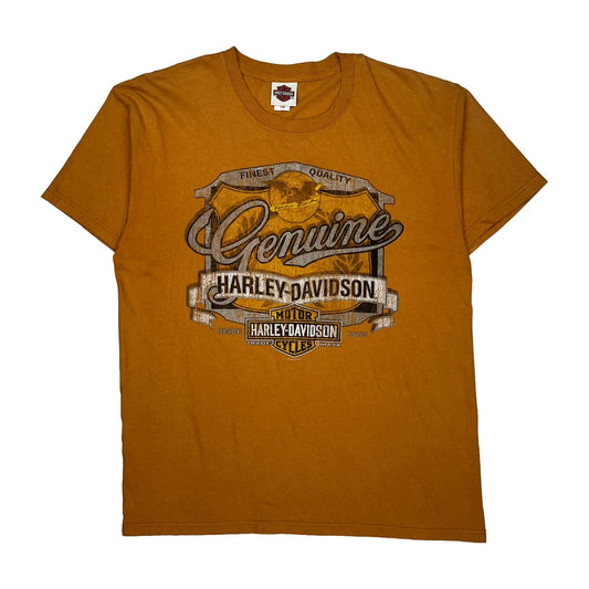 Indy West Harley Davidson Graphic T-Shirt - Large Orange Cotton