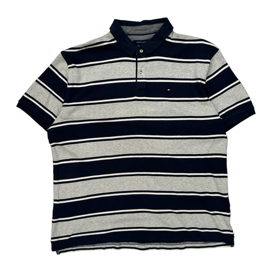 Tommy Hilfiger Striped Polo Shirt - XL Grey Cotton