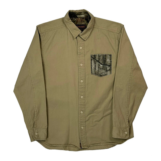 Vintage Wear First Camo Shirt - Large Khaki Cotton