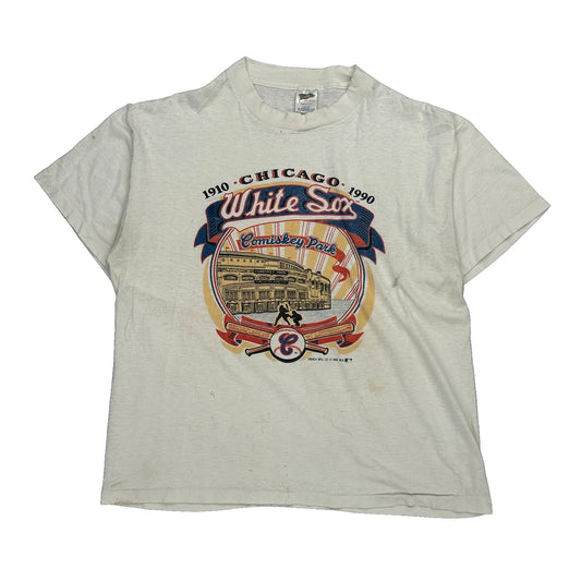Chicago White Sox Trench Single Stitch T-Shirt - Large White Cotton Blend