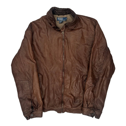 Polo By Ralph Lauren Harrington Leather Jacket - Large Brown Leather