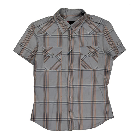 Diesel Checked Short Sleeve Shirt - Medium Grey Cotton
