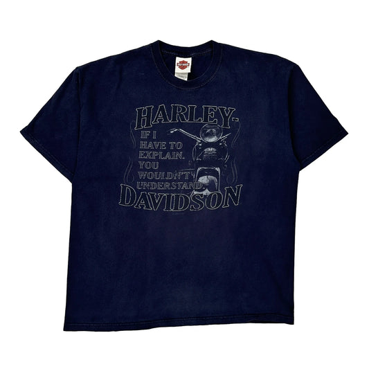 Harley Davidson Graphic T-Shirt - XL Navy Cotton