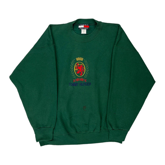 Bootleg Tommy Hilfiger Sweatshirt - XL Green Cotton Blend