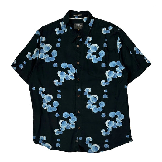 Vintage Quiksilver Floral Hawaiian Shirt - Large Black Viscose