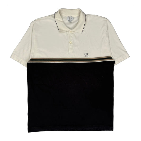 Calvin Klein Jeans Polo Shirt - Large Black & White Cotton