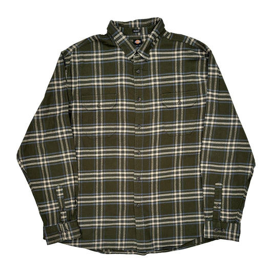 Dickies Checked Flannel Shirt - 2XL Grey Cotton