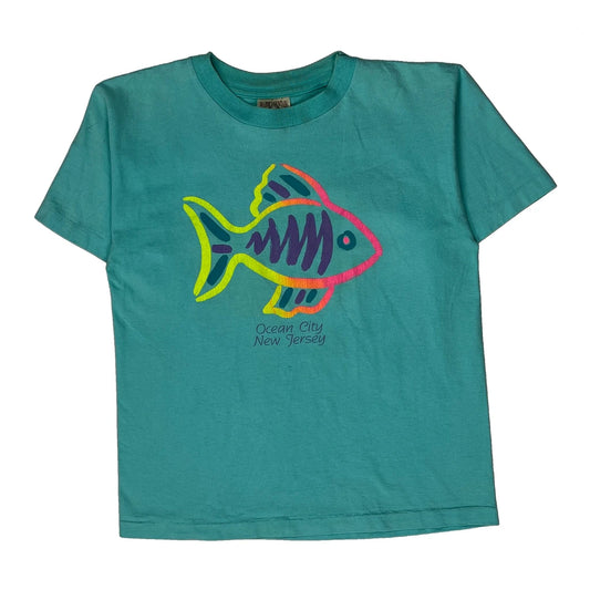 Ocean City New Jersey Prairie Mountain Graphic T-Shirt - Large Blue Cotton